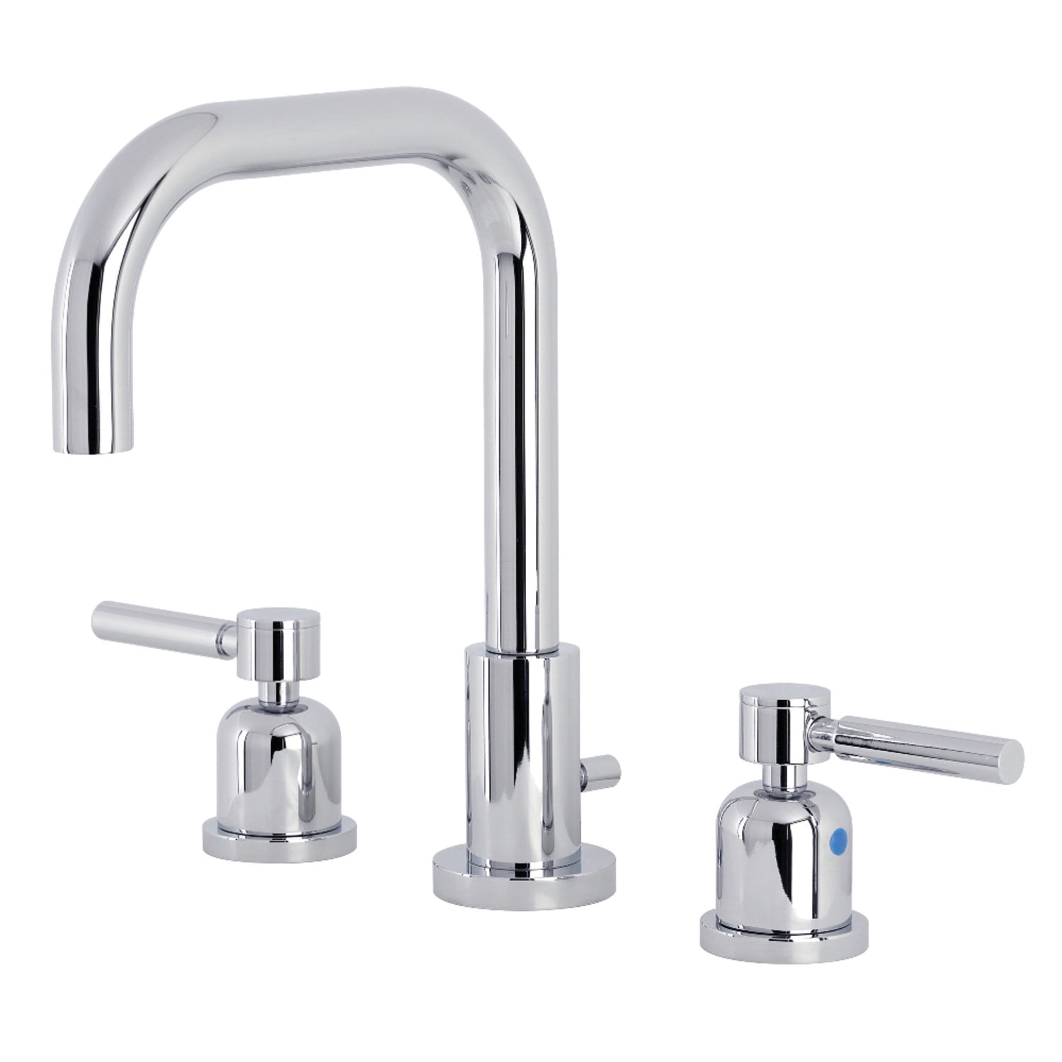 Polished Chrome Brass Widespread Bathroom Faucet with Pop-Up Drain
