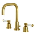 thumbnail image 1 of Kingston Brass FSC8933DPL Paris Two-Handle 3-Hole Deck Mount Widespread Bathroom Faucet with Brass Pop-Up in Brushed Brass, 1 of 7