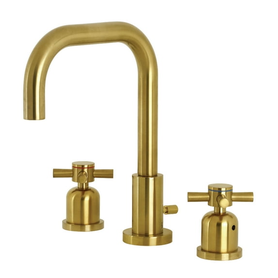 Kingston Brass FSC8933DX Concord Two-Handle 3-Hole Deck Mount Widespread Bathroom Faucet with Brass Pop-Up in Brushed Brass