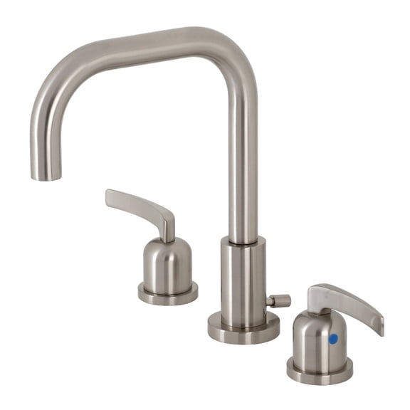 Kingston Brass FSC8938EFL Centurion Two-Handle 3-Hole Deck Mount Widespread Bathroom Faucet with Brass Pop-Up in Brushed Nickel