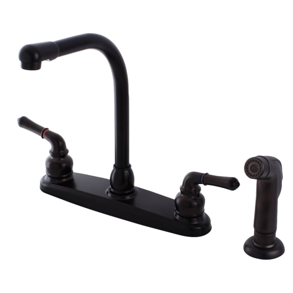 Kingston FB755SP Americana Two-Handle 4-Hole 8" Centerset Kitchen Faucet with Side Sprayer in Oil Rubbed Bronze