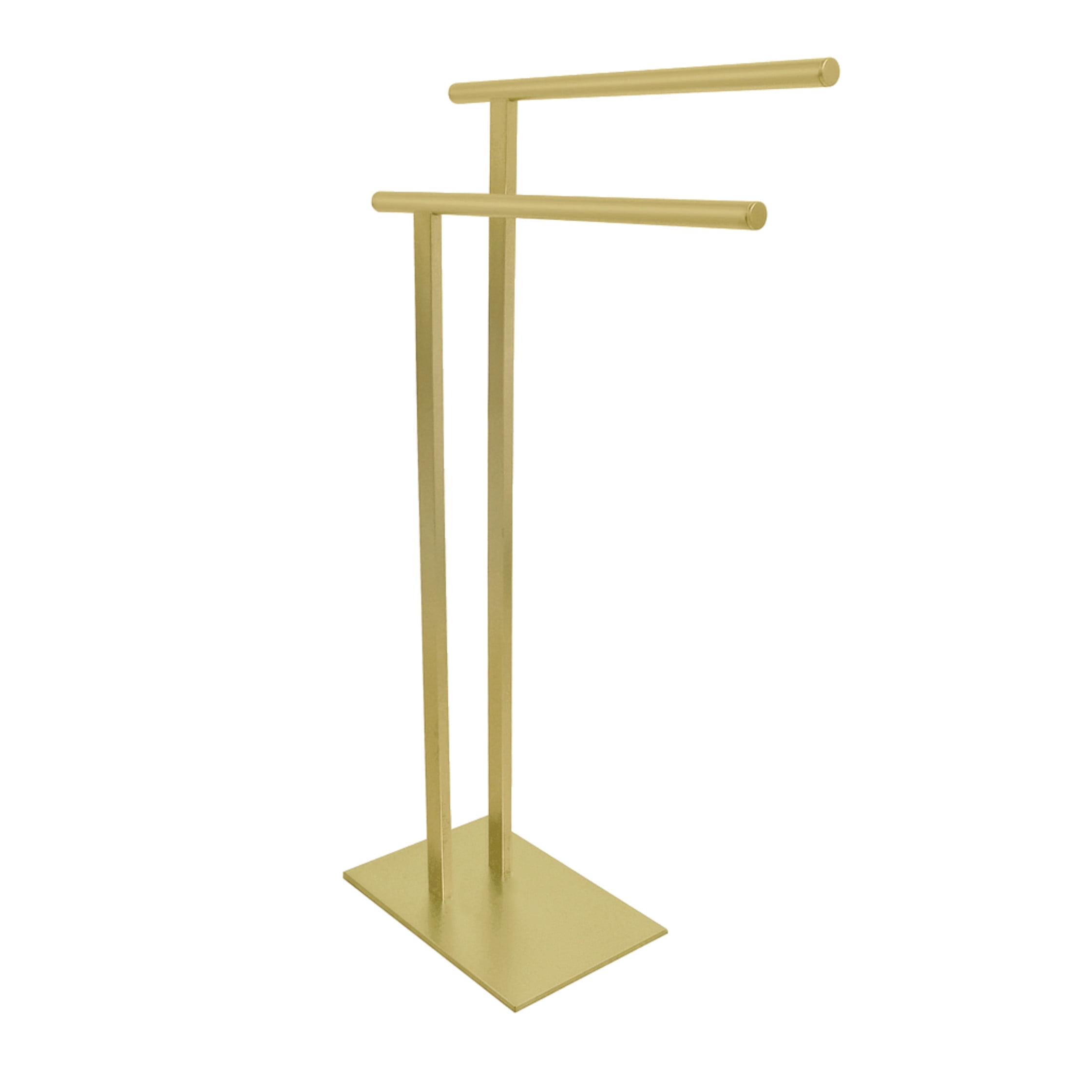 Kingston Brass SCC6037 Edenscape 32-7/16 Inch Freestanding Pedestal 2-Tier L-Shape Towel Rack in Brushed Brass