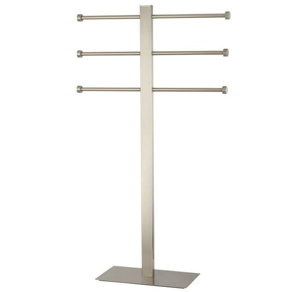 Kingston Brass Edenscape CCS6028 Freestanding Stainless Steel Towel Holder with Rectangular Base, Satin Nickel