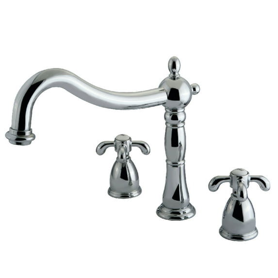 Kingston Brass KS1341TX French Country Two-Handle Deck Mount Roman Tub Faucet, Polished Chrome