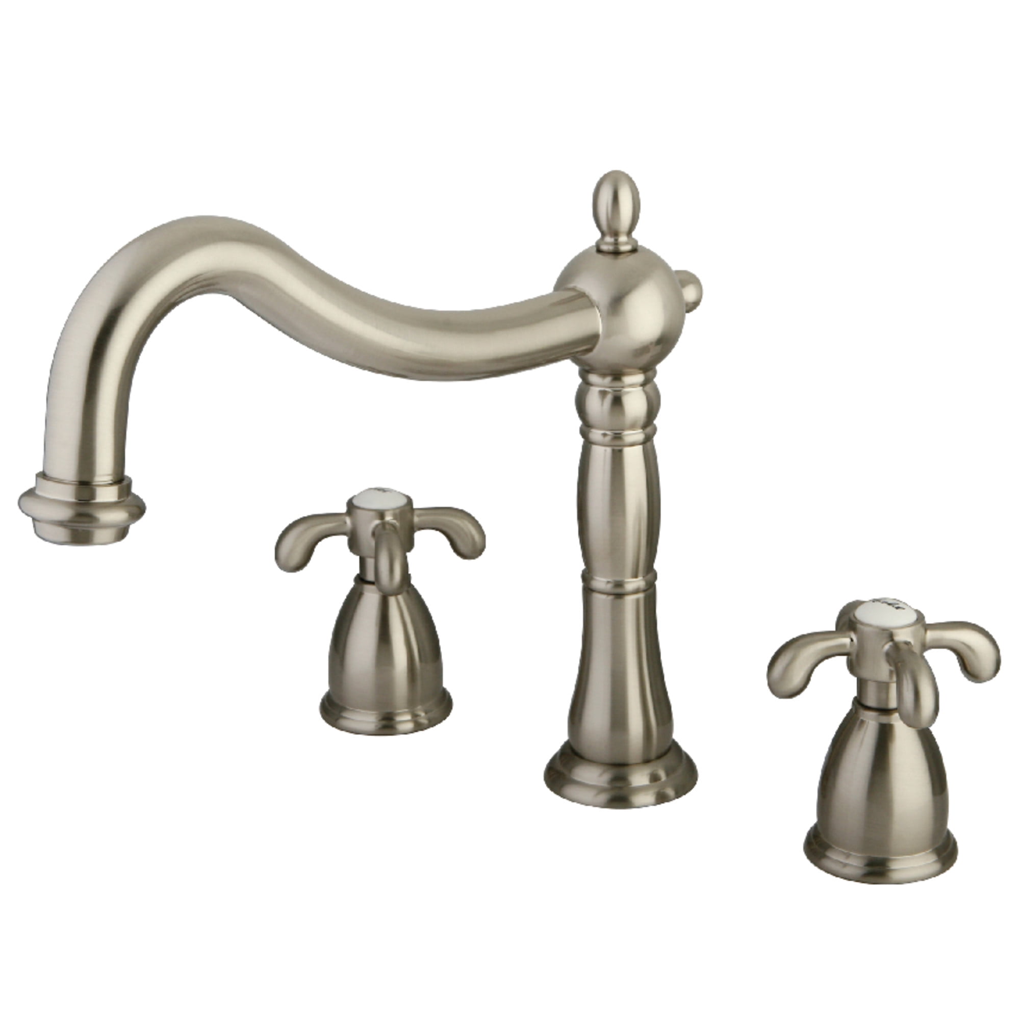 Kingston Brass KS1348TX French Country Two-Handle Deck Mount Roman Tub Faucet, Brushed Nickel