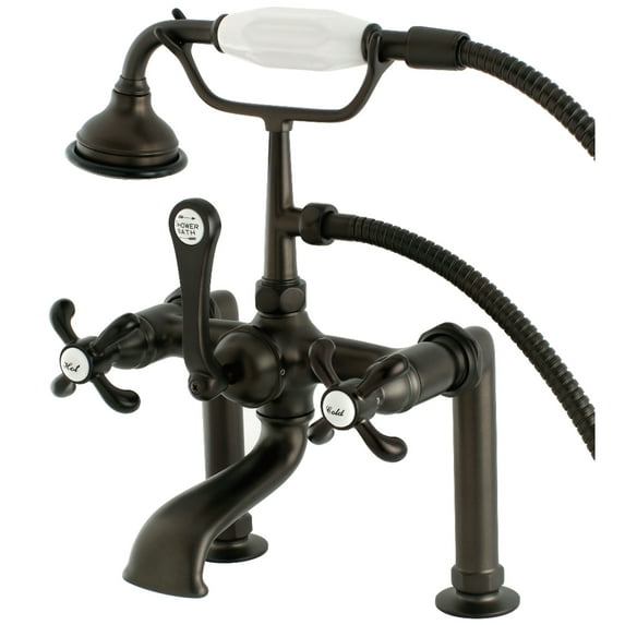 Aqua Vintage AE103T5TX French Country 7" Center Deck-Mount Clawfoot Tub Faucet with Hand Shower, Oil Rubbed Bronze