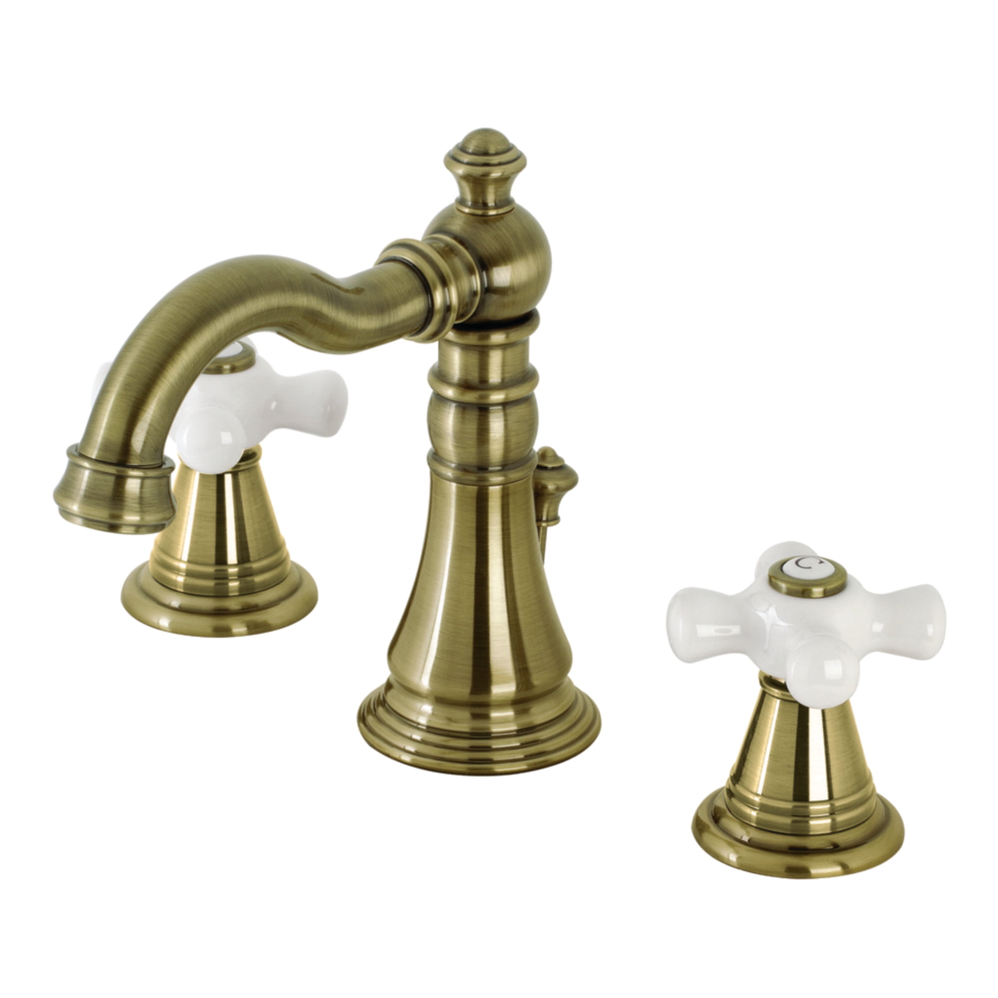 Kingston Brass FSC19733APX American Classic Widespread Bathroom Faucet with Brass Pop-Up, Antique Brass