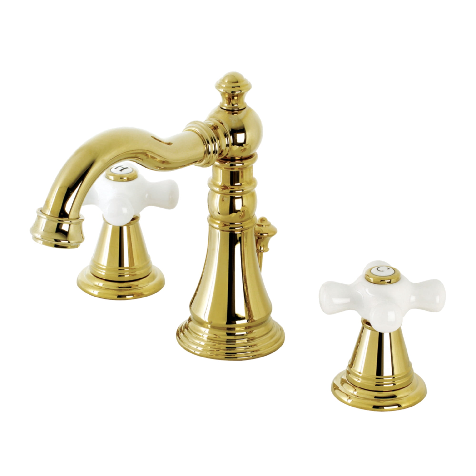 Kingston Brass FSC1972APX American Classic Widespread Bathroom Faucet with Pop-Up Drain, Polished Brass