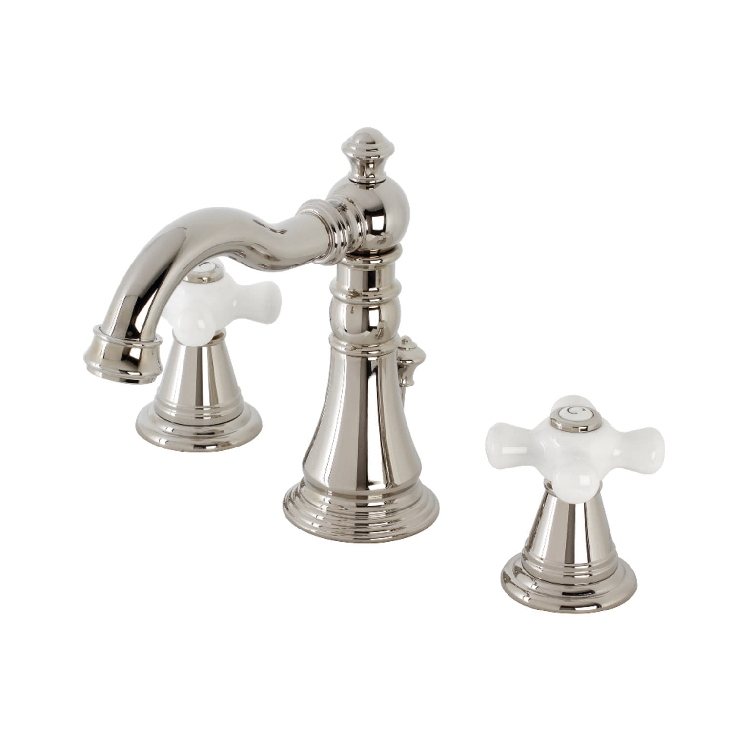 Victorian Inspired Polished Nickel Widespread Bathroom Faucet