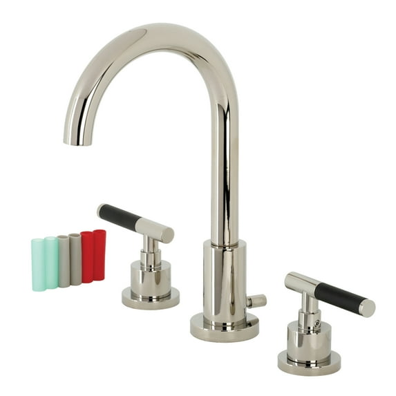 Kingston Brass FSC8929CKL Kaiser Widespread Bathroom Faucet with Brass Pop-Up, Polished Nickel