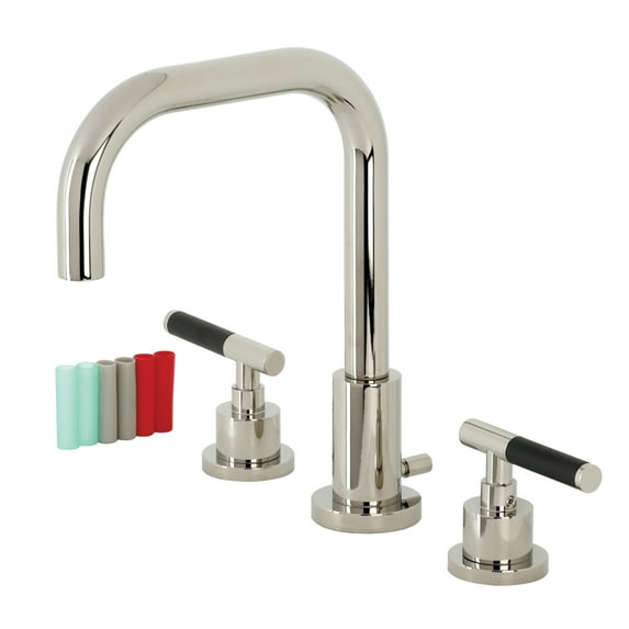 Kingston Brass FSC8939CKL Kaiser Widespread Bathroom Faucet with Brass Pop-Up, Polished Nickel