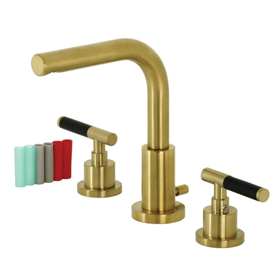 Kingston Brass FSC8953CKL Kaiser Widespread Bathroom Faucet with Brass Pop-Up, Brushed Brass