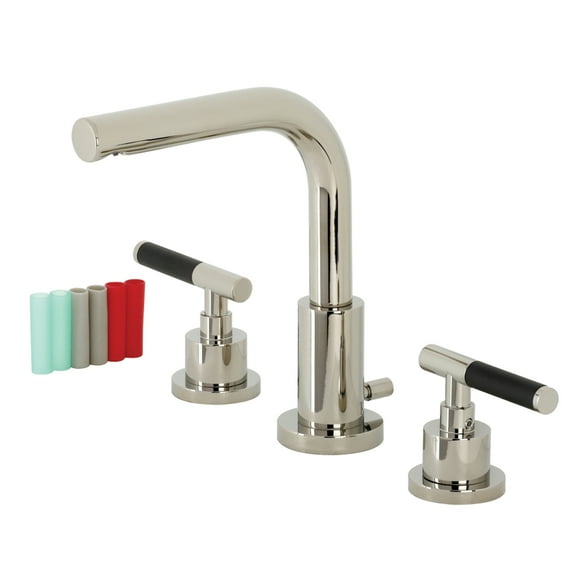 Kingston Brass FSC8959CKL Kaiser Widespread Bathroom Faucet with Brass Pop-Up, Polished Nickel