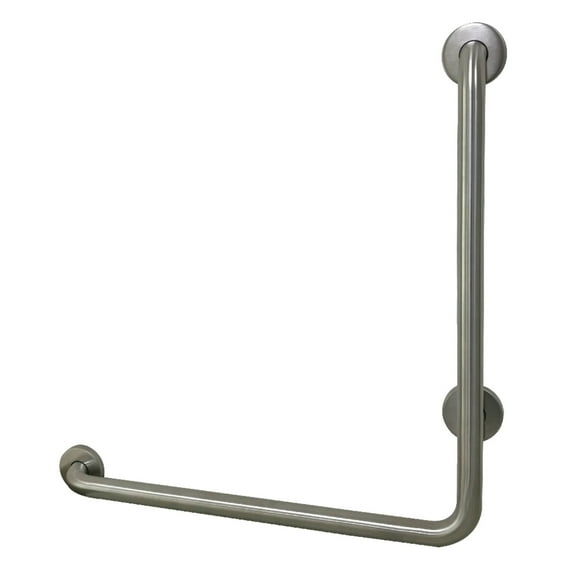Kingston Brass GBL1424CSL8 24"x 24" L-Shaped Grab Bar - Left Hand, Brushed Nickel