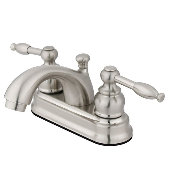 Kingston Brass GKB2608PL Water Saving Knight Centerset Lavatory Faucet with Lever Handles and Retail Pop-Up, Satin Nickel