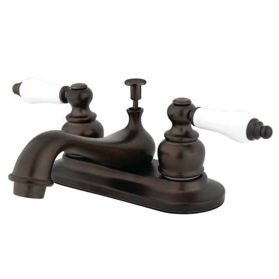 Kingston Brass GKB605B Water Saving Water Saving Restoration Lavatory Faucet with Ceramic & Oak Handles, Oil Rubbed Bronze