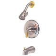 thumbnail image 1 of Kingston Brass GKB639T Water Saving Magellan Tub and Shower Trim, Satin Nickel with Polished Brass, 1 of 2