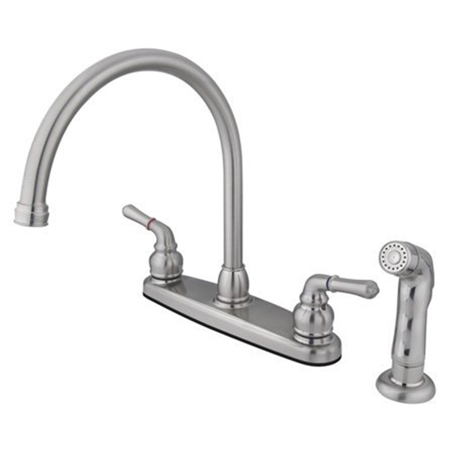 Kingston Brass GKB798SP Water Saving Magellan Centerset Kitchen Faucet with Matching Sprayer, Satin Nickel