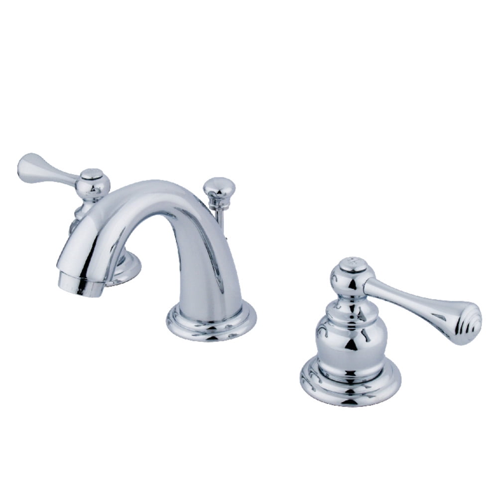 Kingston Brass GKB911BL Deck Mount Water Saving Vintage Mini Widespread Lavatory Faucet with Retail Pop-Up, Chrome