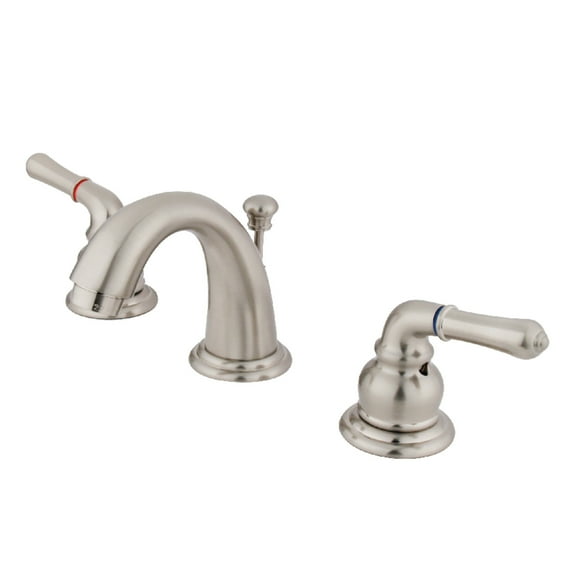 Kingston Brass GKB918 Water Saving Magellan Mini Widespread Mounted Lavatory Faucet with Retail Pop-up, Satin Nickel