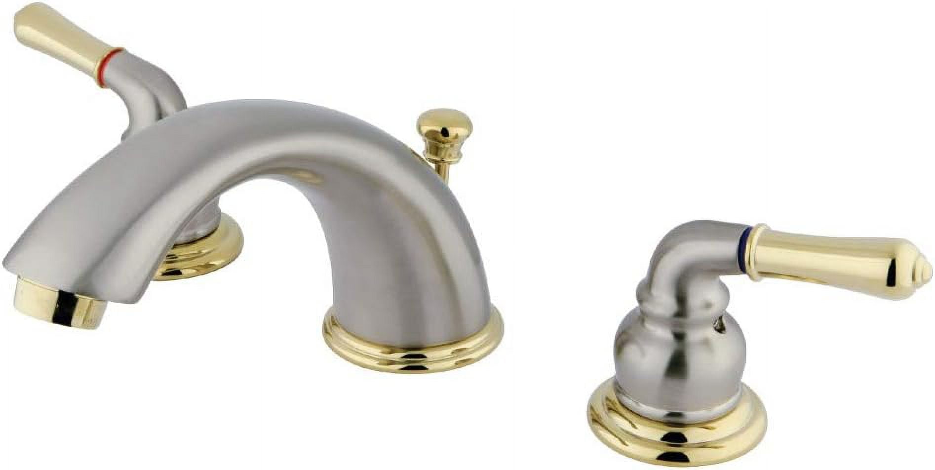Brushed Nickel and Polished Brass Widespread Bathroom Faucet