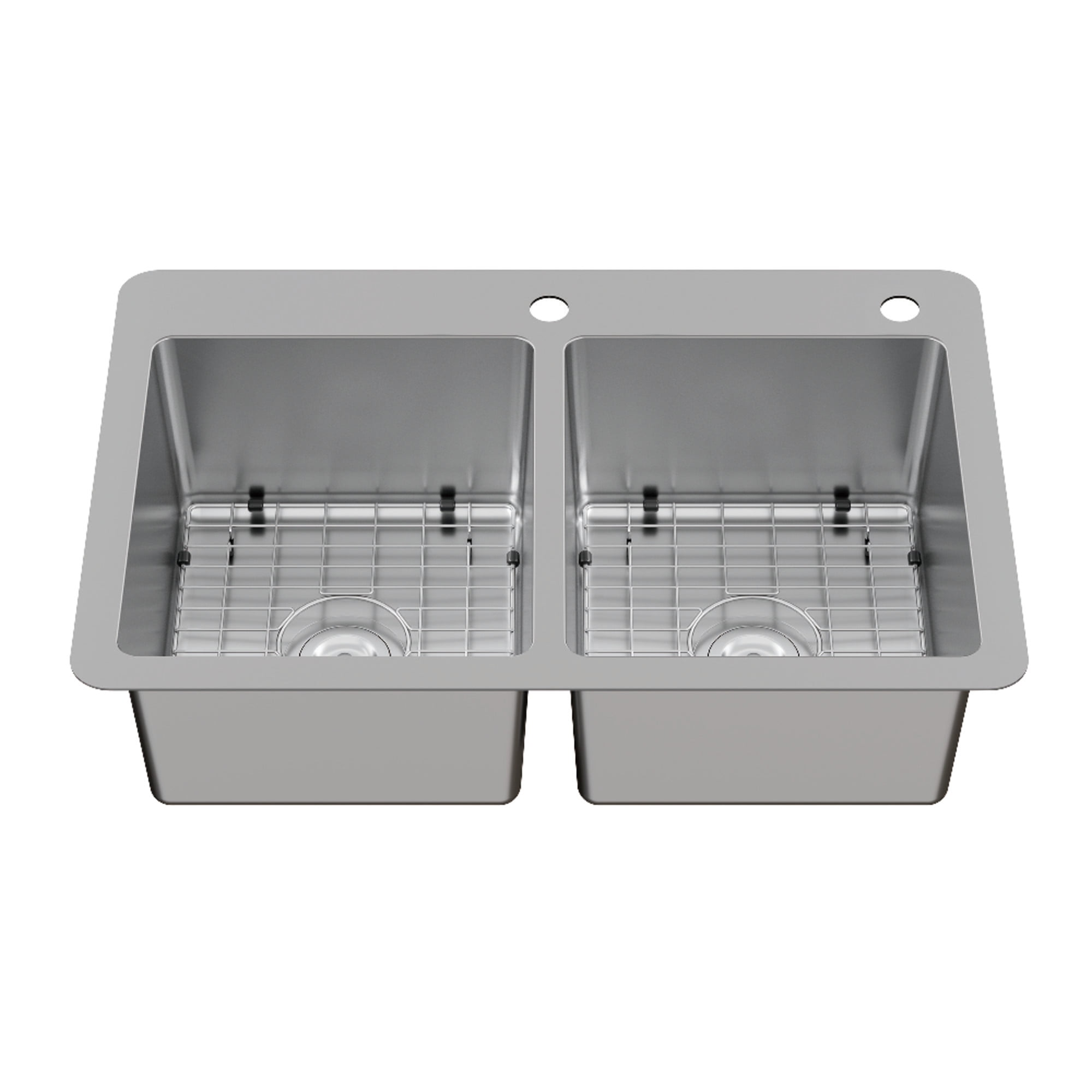 Kingston Brass GKDD332292H Calgary 33-Inch Stainless Steel Double Bowl Dual Mount Kitchen Sink with Drain in Brushed