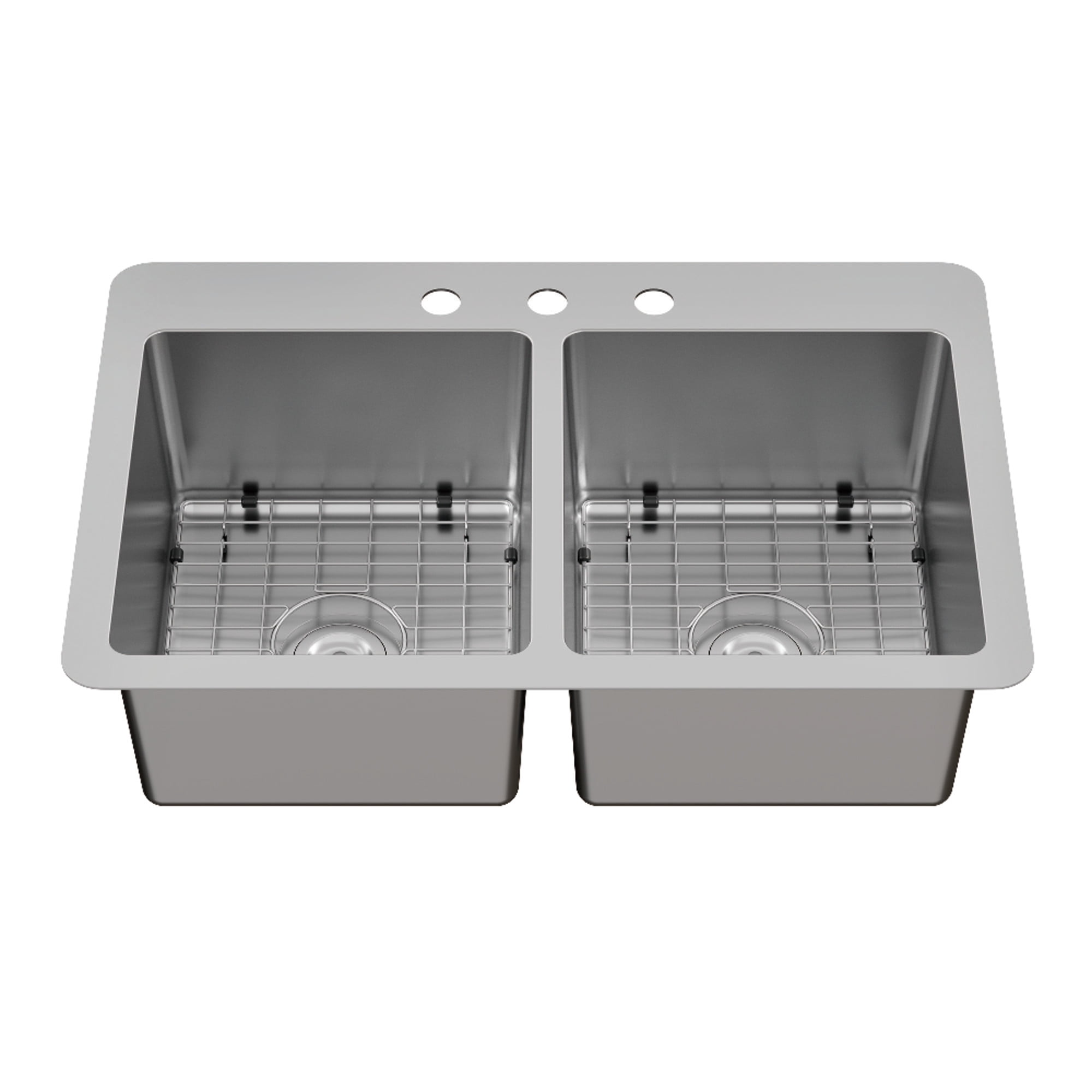 Kingston Brass GKDD332293 Calgary 33-Inch Stainless Steel Double Bowl Dual Mount Kitchen Sink with Drain in Brushed