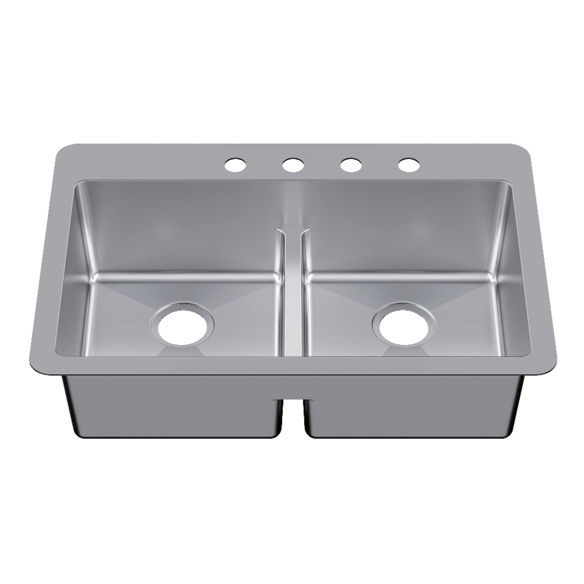 Kingston Brass GKDD332294LD Quebec 33-Inch Stainless Steel Double Bowl Dual Mount Kitchen Sink with Drain in Brushed