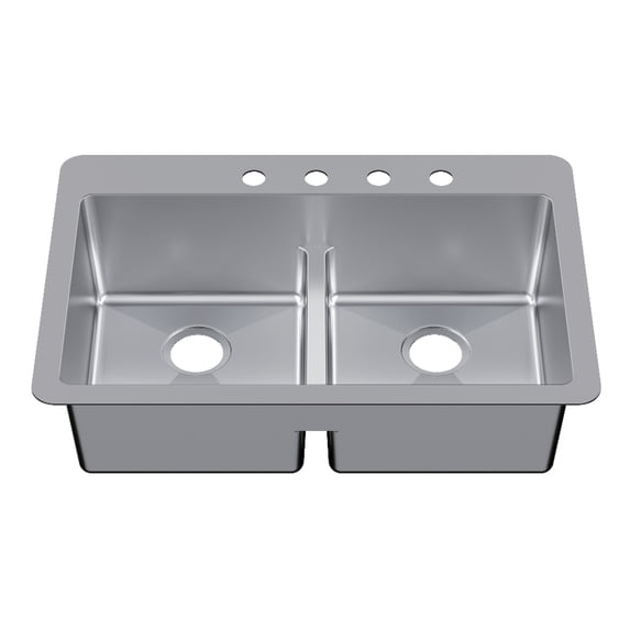 Kingston Brass GKDD332294LD Quebec 33-Inch Stainless Steel Double Bowl Dual Mount Kitchen Sink with Drain in Brushed