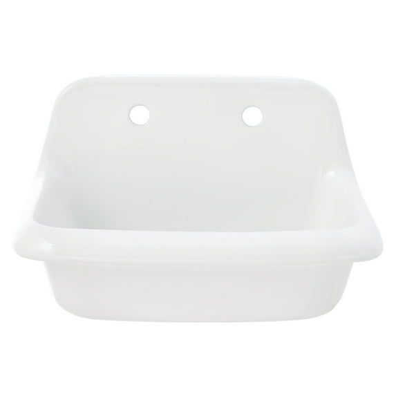 Kingston Brass GPLWS241715 Doriteal 24" Ceramic Wall Mount Bathroom Sink (8-Inch, 2 Hole), Glossy White