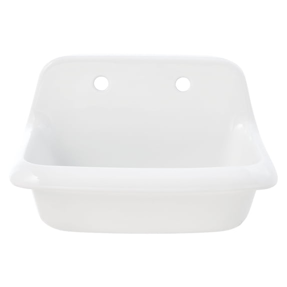 Kingston Brass GPLWS241715 Doriteal 24-Inch Ceramic Wall Mount Bathroom Sink (8-Inch, 2 Hole) in Glossy White