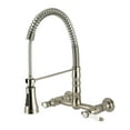 thumbnail image 1 of Kingston Brass GS1248BPL Bel-Air Double-Handle 2-Hole Wall-Mount Pre-Rinse Bridge Kitchen Faucet in Brushed Nickel, 1 of 5