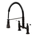 thumbnail image 1 of Kingston Brass GS1275PL Heritage Double-Handle 2-Hole Deck-Mount Pre-Rinse Bridge Kitchen Faucet in Oil Rubbed Bronze, 1 of 5
