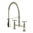 thumbnail image 1 of Kingston Brass GS1276BEX Essex Double-Handle 2-Hole Deck-Mount Pre-Rinse Bridge Kitchen Faucet in Polished Nickel, 1 of 8