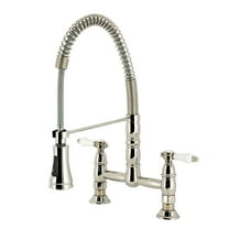 Kingston Brass GS1276BPL Bel-Air Double-Handle 2-Hole Deck-Mount Pre-Rinse Bridge Kitchen Faucet in Polished Nickel