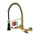 thumbnail image 1 of Kingston Brass GS8187CKL Kaiser Double-Handle 2-Hole Wall-Mount Pre-Rinse Bridge Kitchen Faucet in Brushed Brass, 1 of 5