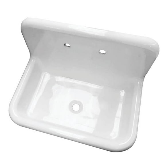 Gourmetier 30X20 Cast Iron Single Bowl Wall Mount Sink With White GCLWS302019