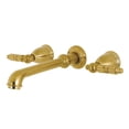 thumbnail image 1 of Kingston Brass KS7027GL Georgian Two-Handle Wall Mount Roman Tub Faucet, Brushed Brass, 1 of 8