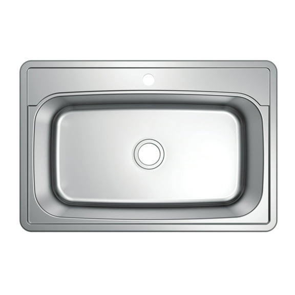 Gourmetier GKTS3322901 Studio 33" Stainless Steel Self-Rimming Single Bowl Drop-In Kitchen Sink, Brushed