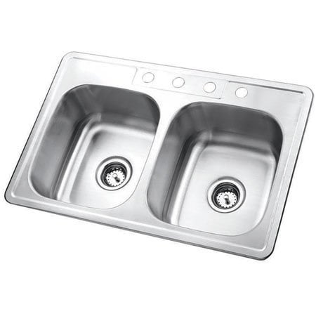 Brushed Stainless Steel Double Bowl Drop-In Kitchen Sink
