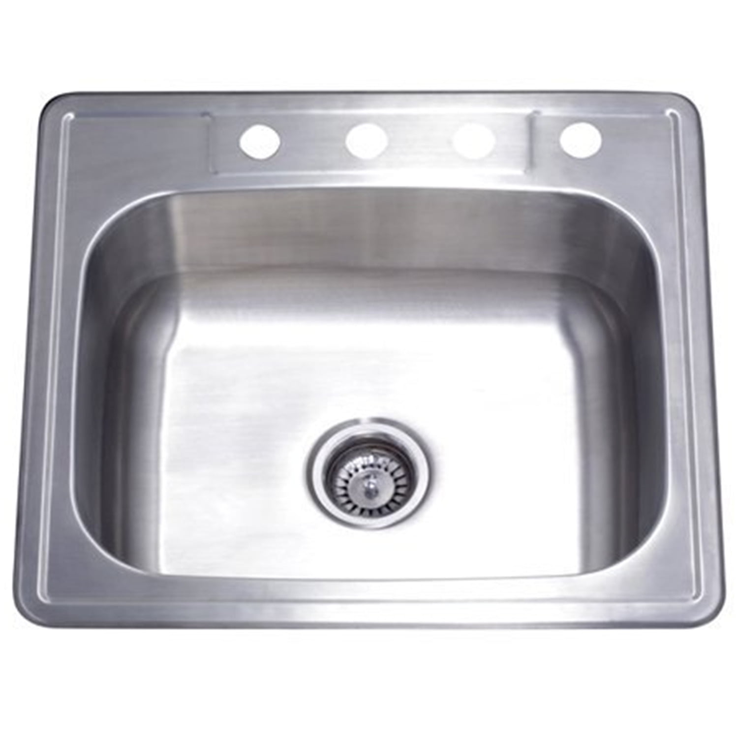 Brushed Stainless Steel Single Bowl Drop-In Kitchen Sink