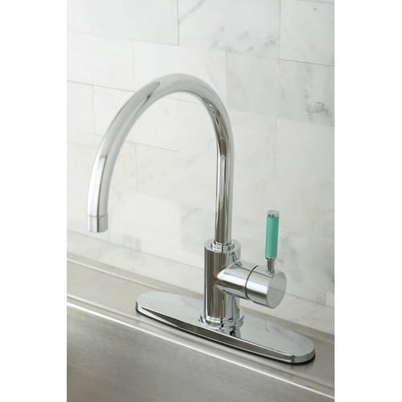 Kingston Brass GS8711DGLLS Gourmetier GS8711DGLLS Green Eden Single Lever Handle Kitchen Faucet with 8\" Deck Plate, Chrome