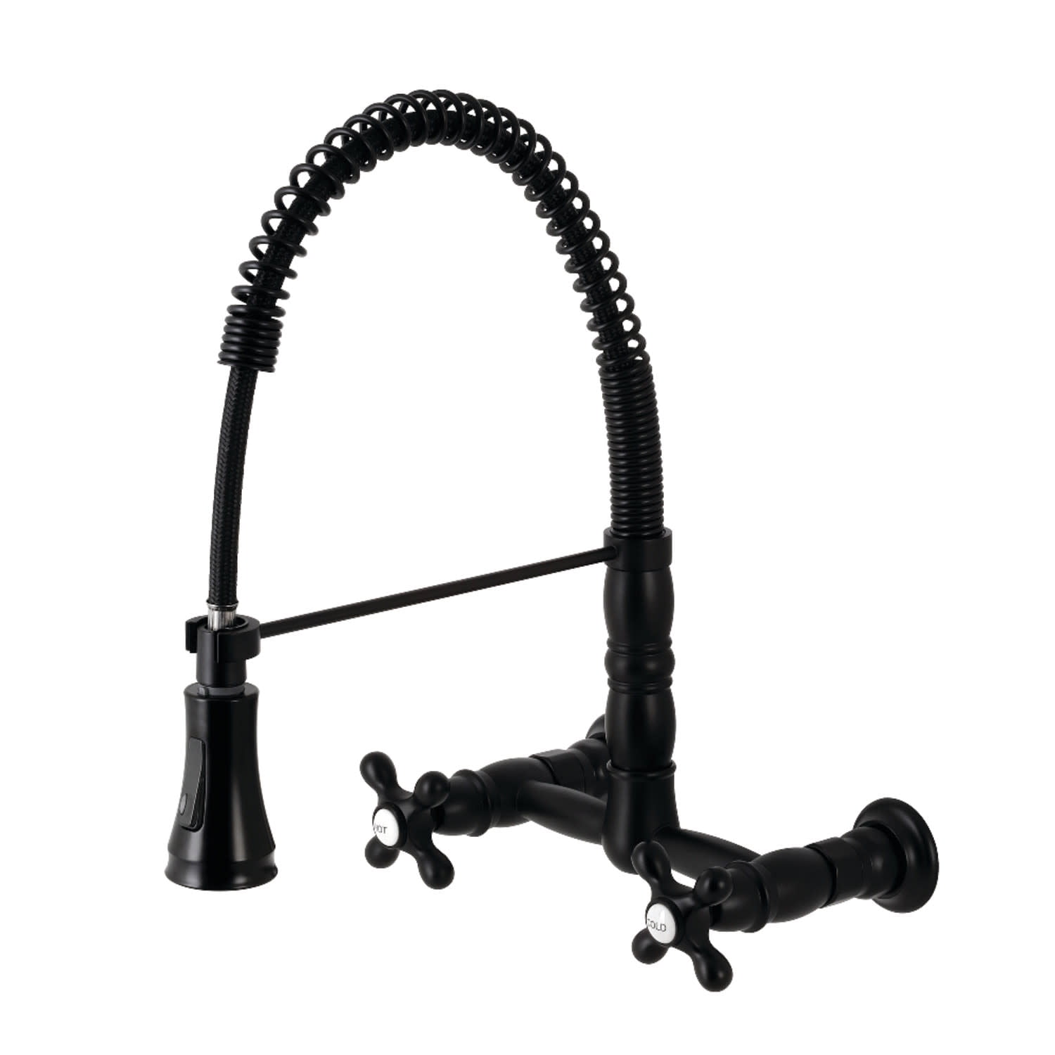 Matte Black Dual-Handle Pull-Down Sprayer Kitchen Faucet