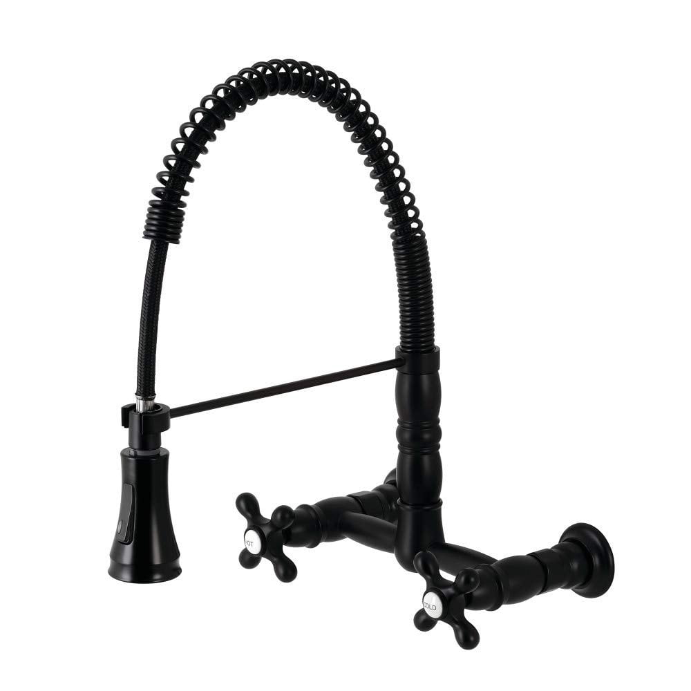 Matte Black Dual-Handle Pull-Down Sprayer Kitchen Faucet