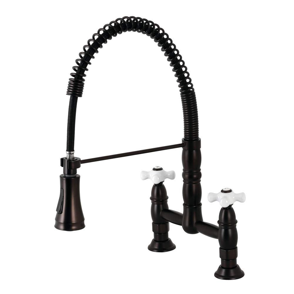 Heritage Oil Rubbed Bronze Two-Handle Pull-Down Sprayer Kitchen Faucet