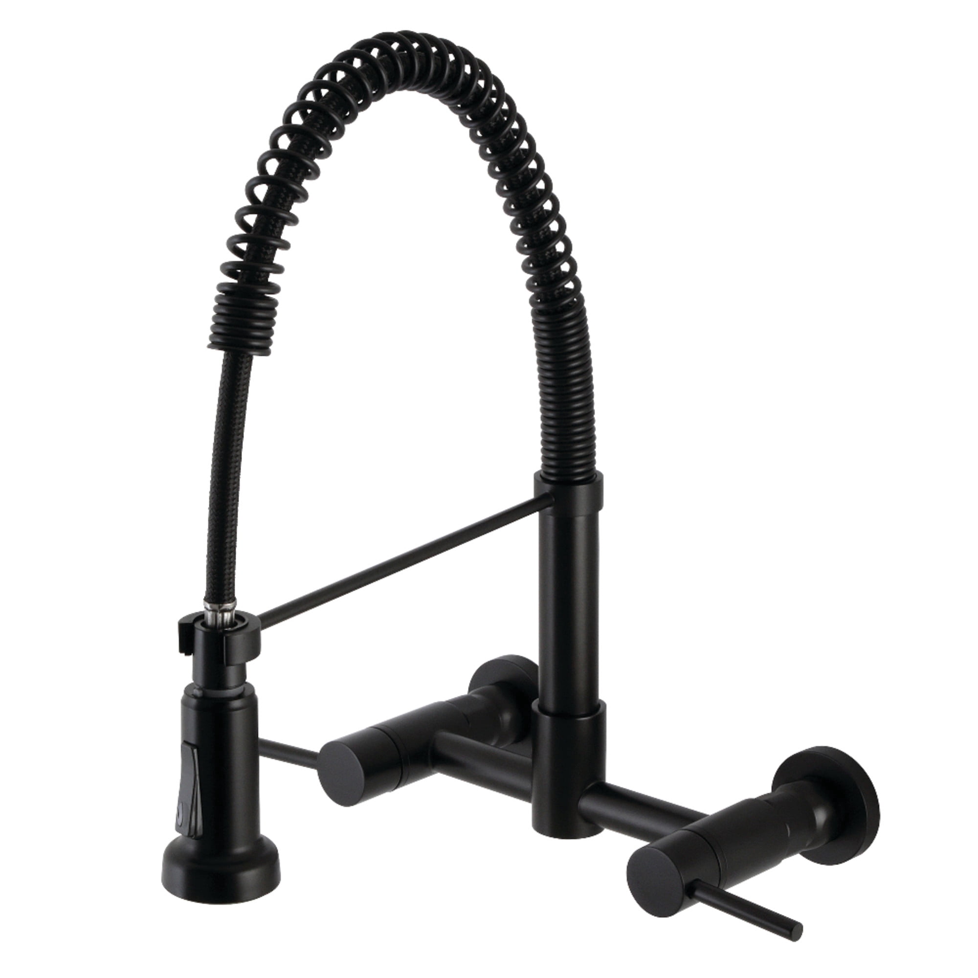 Gourmetier GS8180DL Concord Double-Handle Wall-Mount Pre-Rinse Bridge Kitchen Faucet, Matte Black