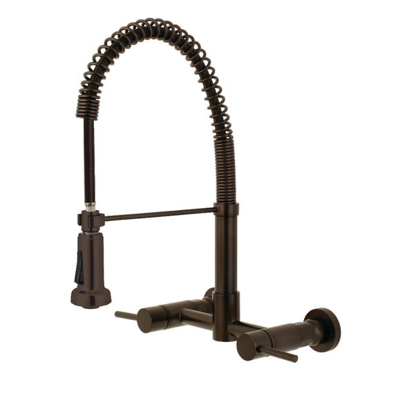 Gourmetier GS8185DL Concord Double-Handle Wall-Mount Pre-Rinse Bridge Kitchen Faucet, Oil Rubbed Bronze