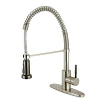 Gourmetier GSY8888DKL Kaiser Single-Handle Deck-Mount Pre-Rinse Kitchen Faucet, Brushed Nickel/Black Stainless Steel