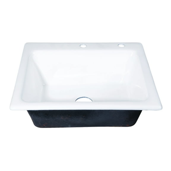 Kingston Brass GT252292 Towne 25" Cast Iron Self-Rimming Single Bowl Drop-In Kitchen Sink, 2-Hole, White