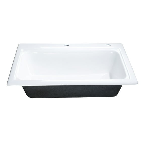 Kingston Brass GT332292 Towne 33-Inch Cast Iron Self-Rimming Single Bowl Drop-In Kitchen Sink (2-Hole) in White